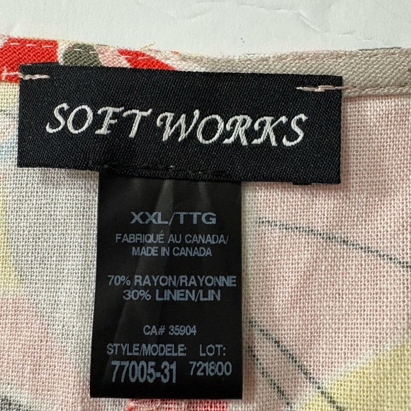 Soft Works Linen Blend Sleeveless Pink Floral, Tropical Dress w Pockets. XXL - Picture 3 of 10